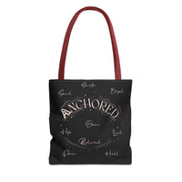 Anchored Inspirational Tote Bag — 'Anchored' Script Design