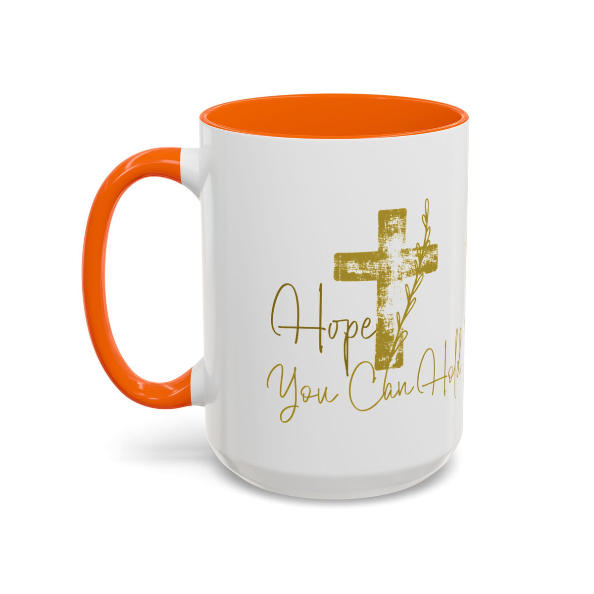 Christian Scripture Coffee Mug – Romans 15:13 Gold Calligraphy Accent Mug (11/15oz)