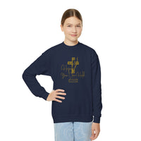 Youth Crewneck Sweatshirt - Gold Glitter Cross “Hope You Can Hold” Christian Tee