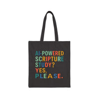 AI-Powered Scripture Study Tote Bag — Funny Retro Typography Cotton Canvas Shoulder Tote
