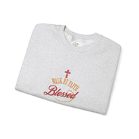 Unisex Christian Crewneck Sweatshirt — "Blessed" Faith Cross Graphic