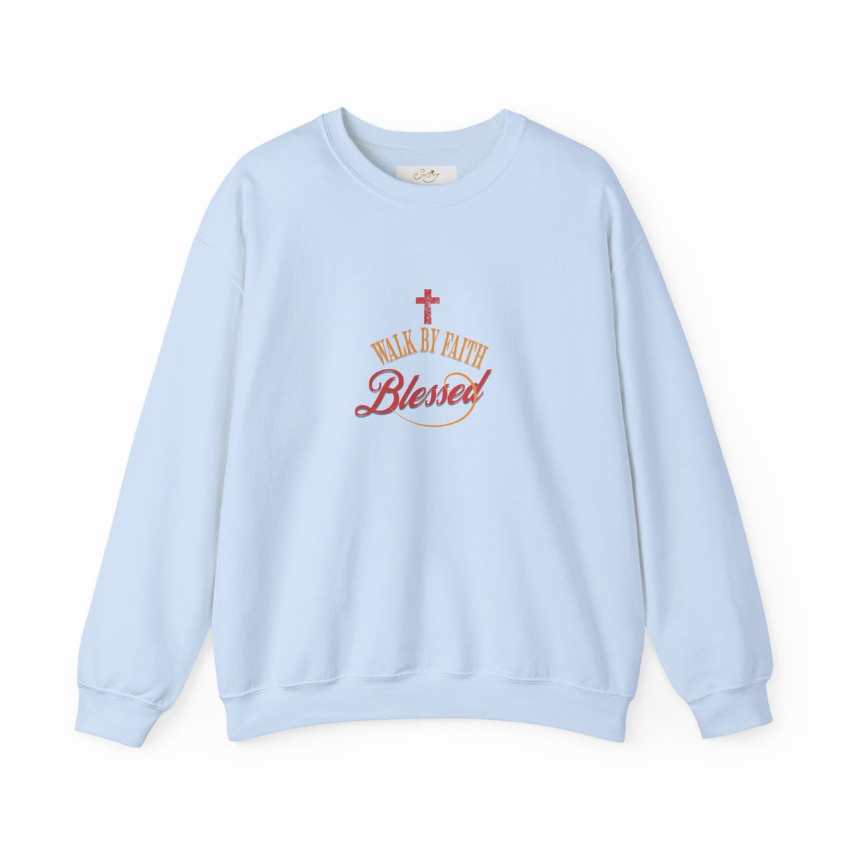 Unisex Christian Crewneck Sweatshirt — "Blessed" Faith Cross Graphic