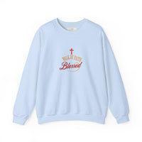 Unisex Christian Crewneck Sweatshirt — "Blessed" Faith Cross Graphic