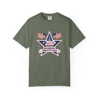 Patriotic T-Shirt — "250 Years Bold, United We Stand" with "God Bless America"