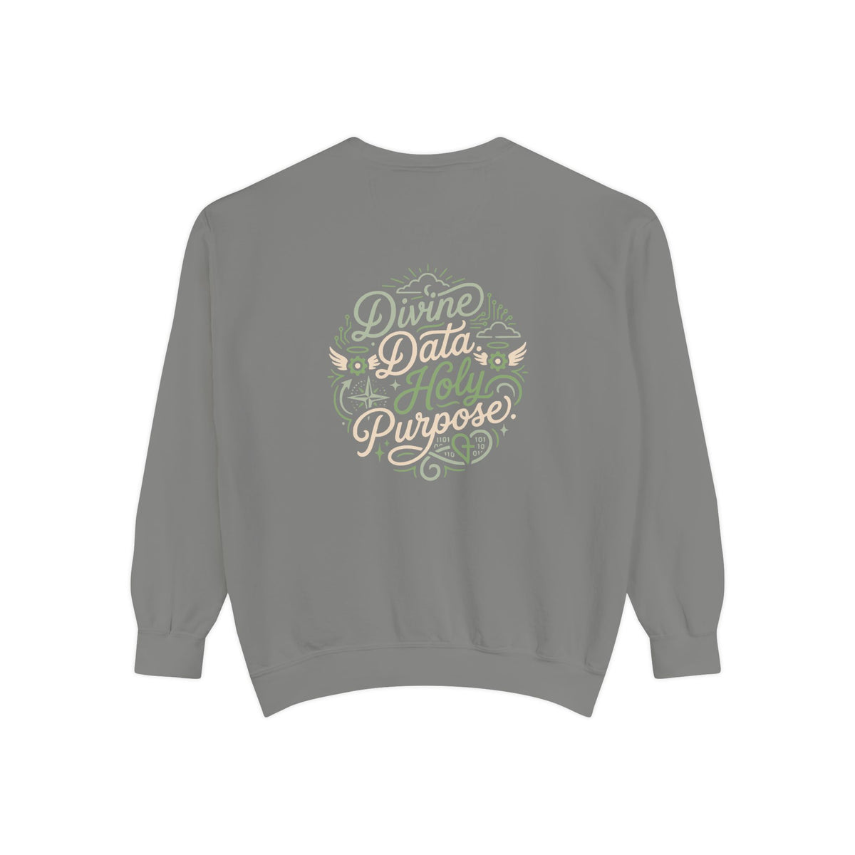 Amen & AI Sweatshirt — Faith-Inspired Crewneck with ‘Divine Data, Holy Purpose" Back Design