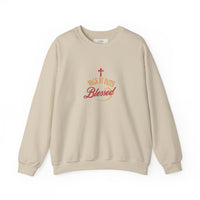 Unisex Christian Crewneck Sweatshirt — "Blessed" Faith Cross Graphic