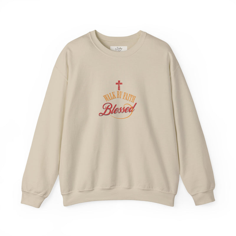 Unisex Christian Crewneck Sweatshirt — "Blessed" Faith Cross Graphic