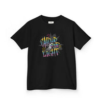 Kids 'Child of Light' Graphic Tee — Colorful Hand-Lettered 'Cherished' Back Design