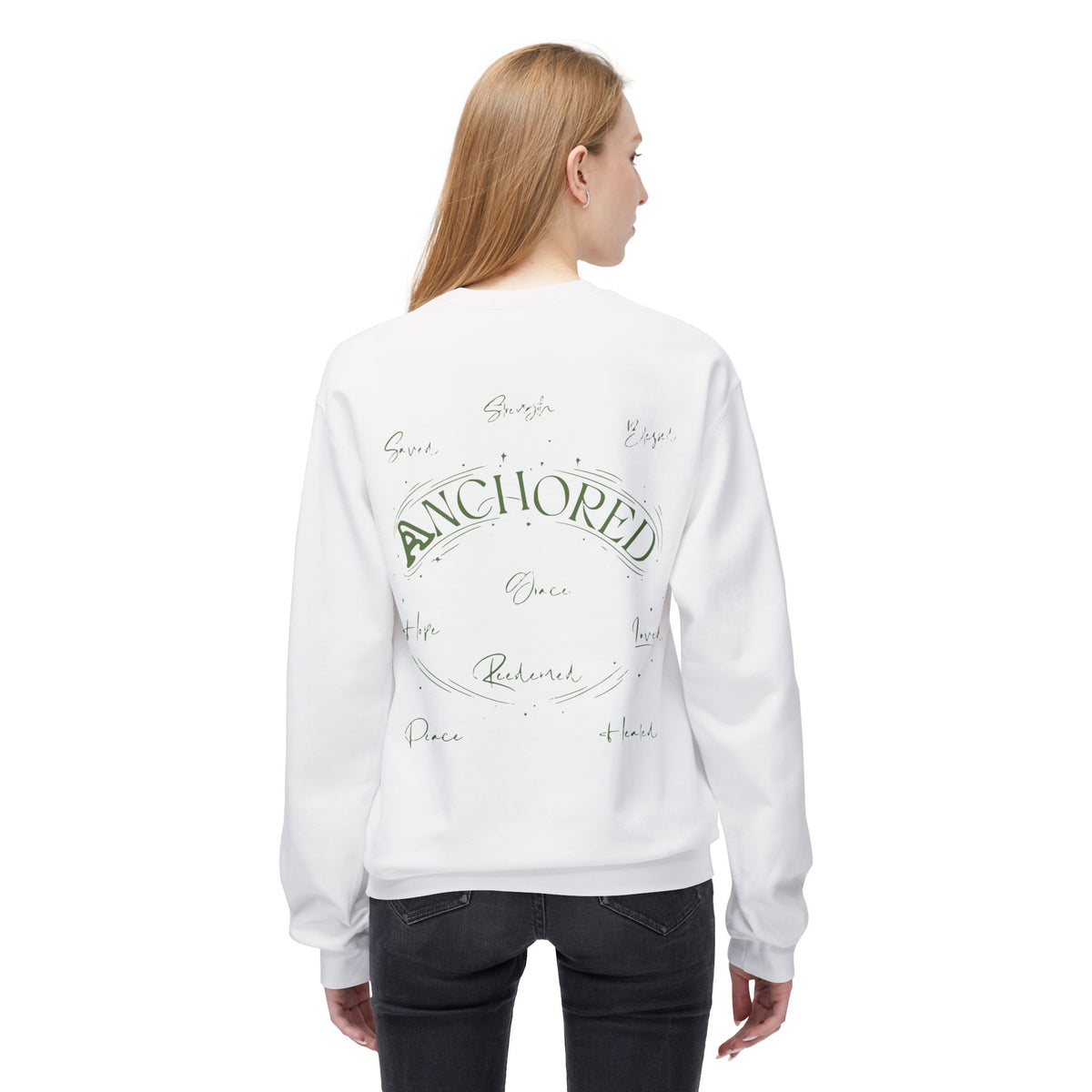 Anchored Crewneck Sweatshirt — Faith, Hope, Grace Inspirational Pullover