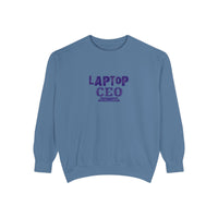 Laptop CEO Sweatshirt — 'Be Your Own Boss' Garment-Dyed Crewneck