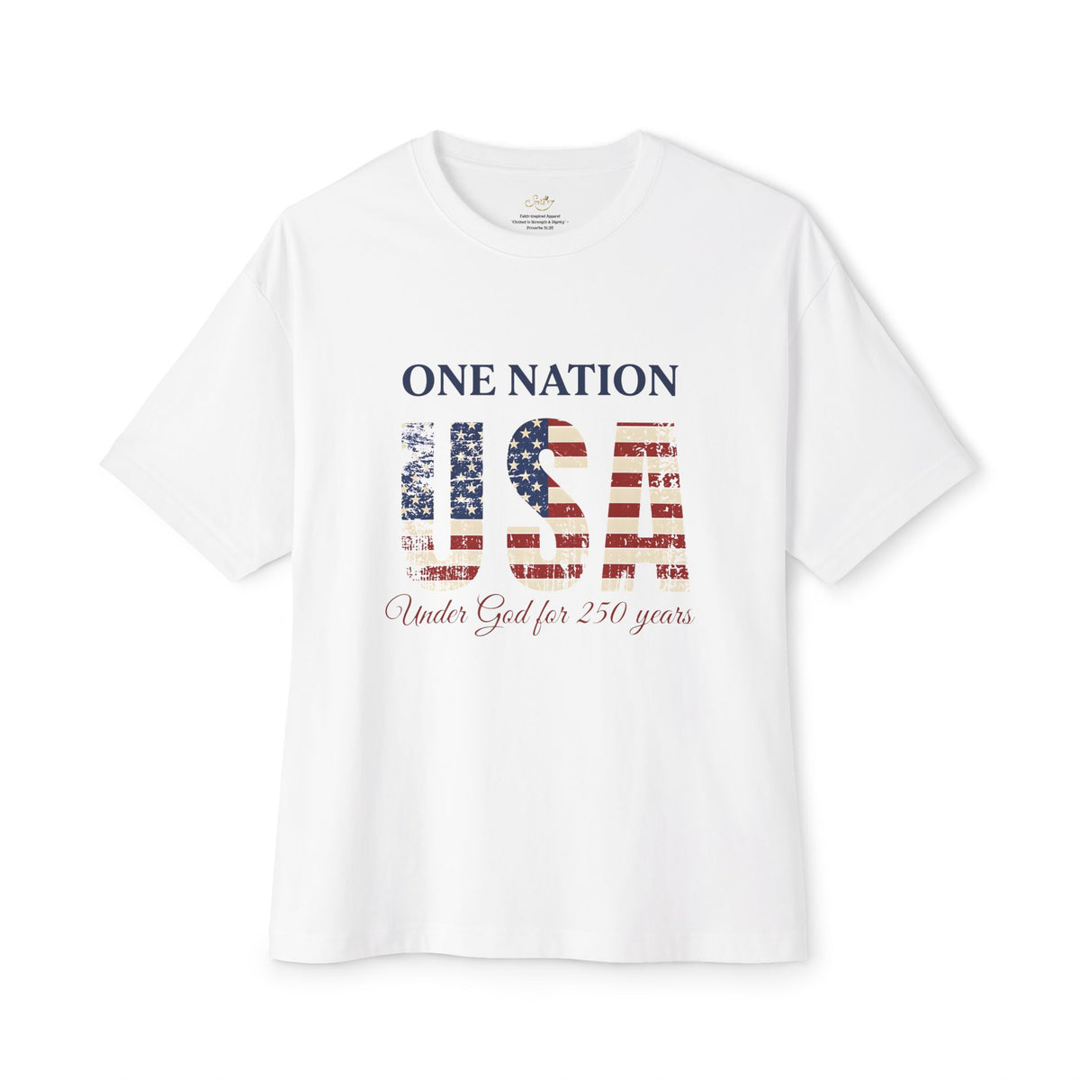 America 250 T-Shirt — "One Nation, Under God for 250 Years" Patriotic USA Flag Tee