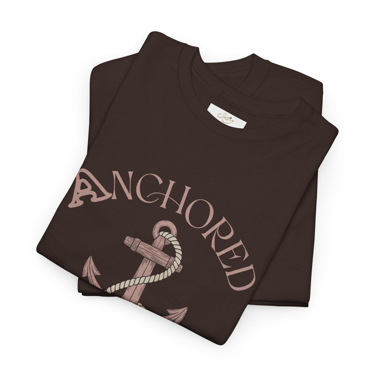Anchored Faith T-Shirt — "Anchored" Calligraphy with Faith, Hope & Grace