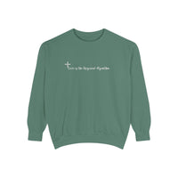 Faith Cross Sweatshirt — "Love is the Original Algorithm" Christian Crewneck
