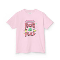 Kids Tee — "Prayer & Play" Cute Christian Shirt (Blessed Back Design)