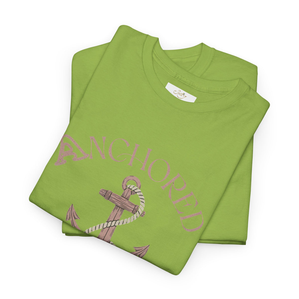 Anchored Faith T-Shirt — "Anchored" Calligraphy with Faith, Hope & Grace