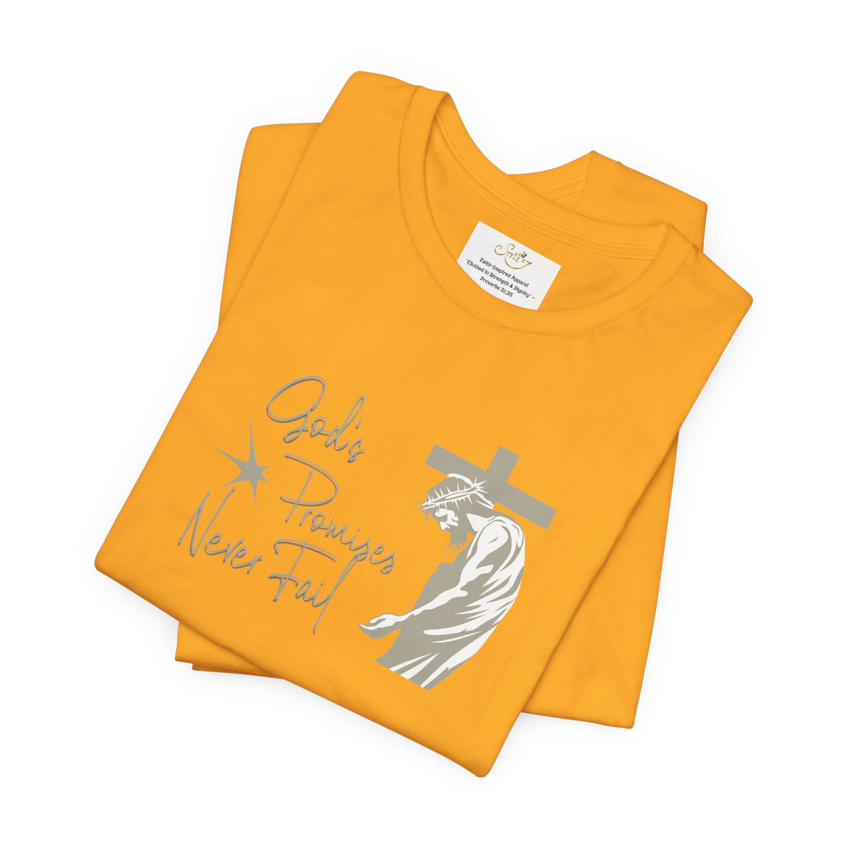 Faith T-Shirt — "God's Promises Never Fail" Christian Tee with Cross & Olive Branch Design