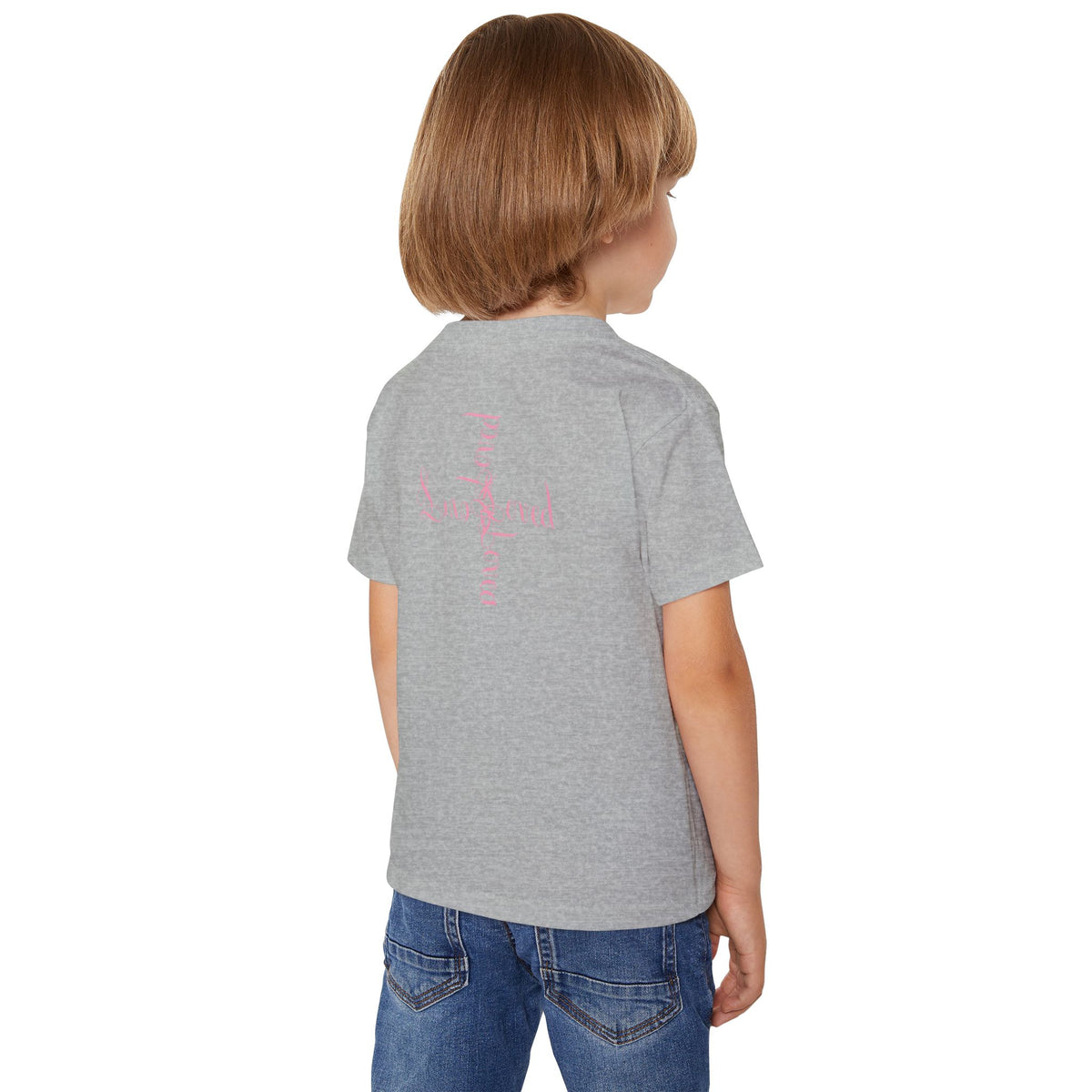 Toddler T‑Shirt — Cute Teddy Bear Cross Design with Pink Script