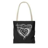 Black Heart Art Tote — "Love is the Original Algorithm" All-Over Print Tote Bag