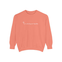 Faith Cross Sweatshirt — "Love is the Original Algorithm" Christian Crewneck