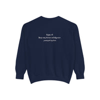 Faith Cross Sweatshirt — "Love is the Original Algorithm" Christian Crewneck