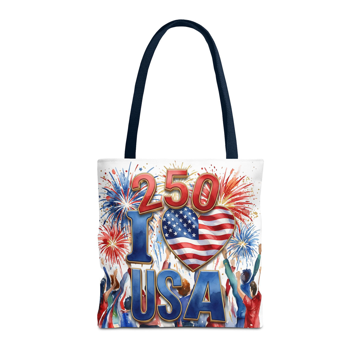 USA 250 Celebration Tote Bag — I Love USA Fireworks Patriotic Shopper