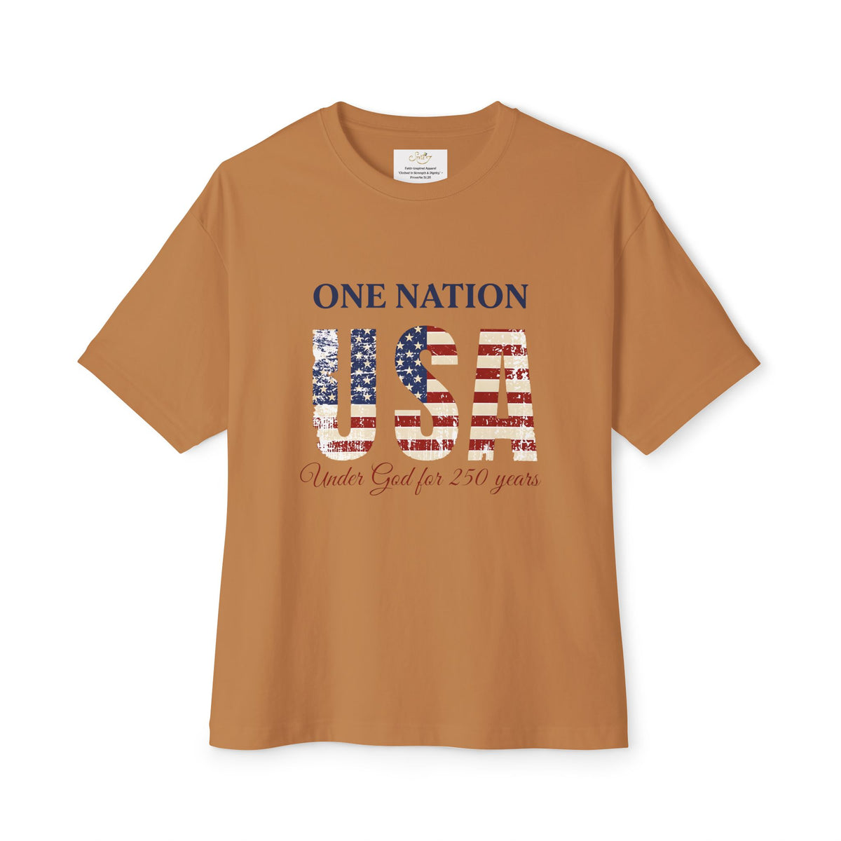 America 250 T-Shirt — "One Nation, Under God for 250 Years" Patriotic USA Flag Tee
