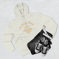 Faith Script Fleece Hoodie — "A Daily Dose of Faith" Gold Script, Back "He Is Always Faithful"