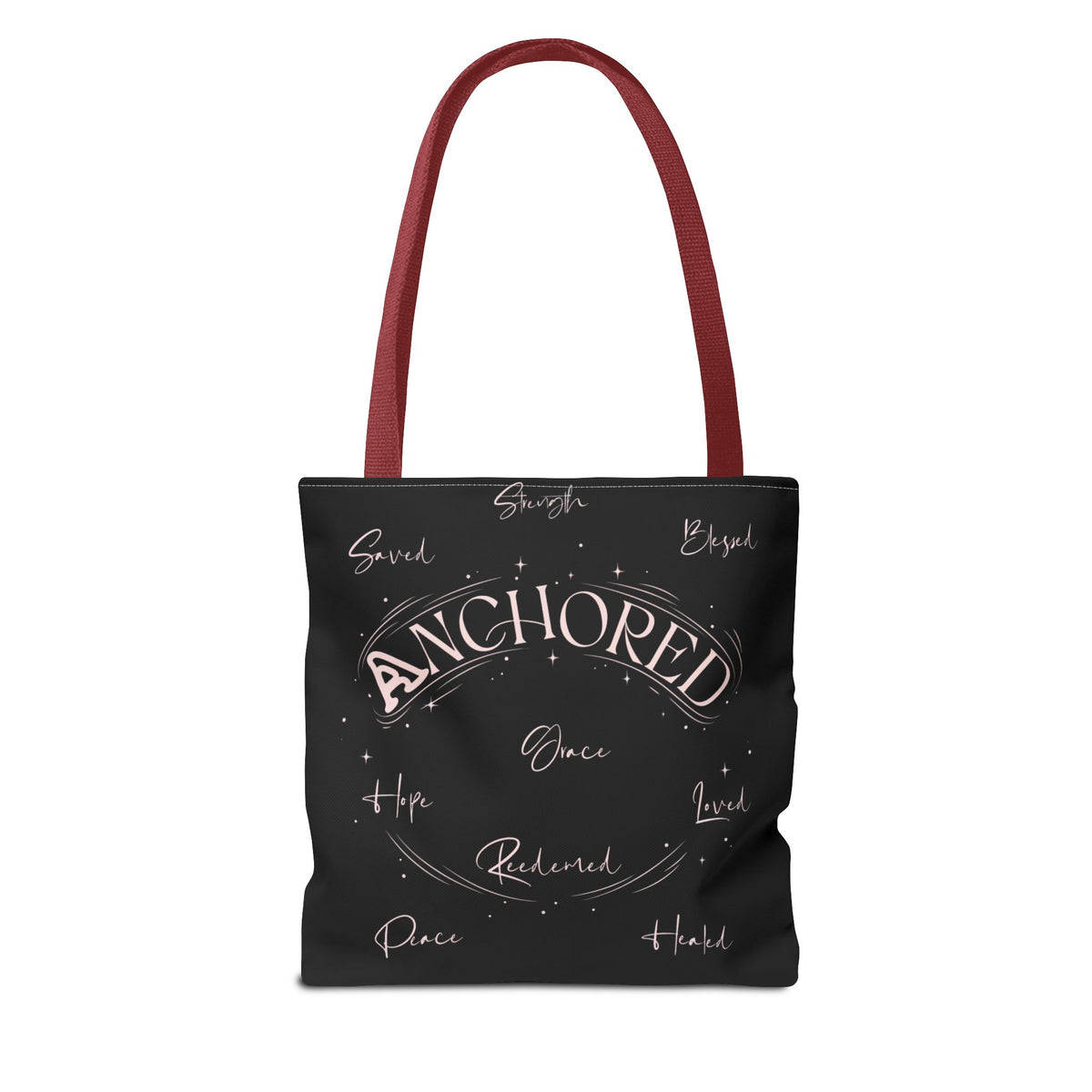 Anchored Inspirational Tote Bag — 'Anchored' Script Design