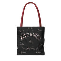 Anchored Inspirational Tote Bag — 'Anchored' Script Design