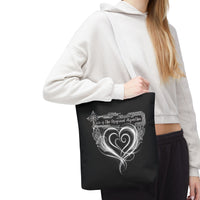 Black Heart Art Tote — "Love is the Original Algorithm" All-Over Print Tote Bag