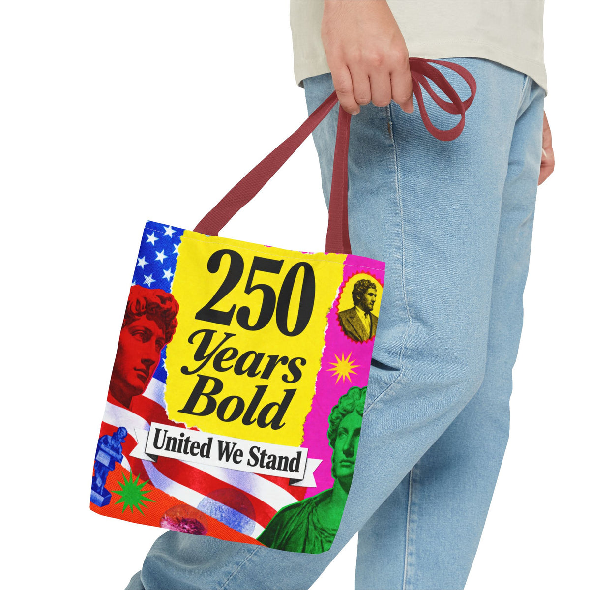 250 Years Bold Tote Bag — "United We Stand" Patriotic Anniversary Tote