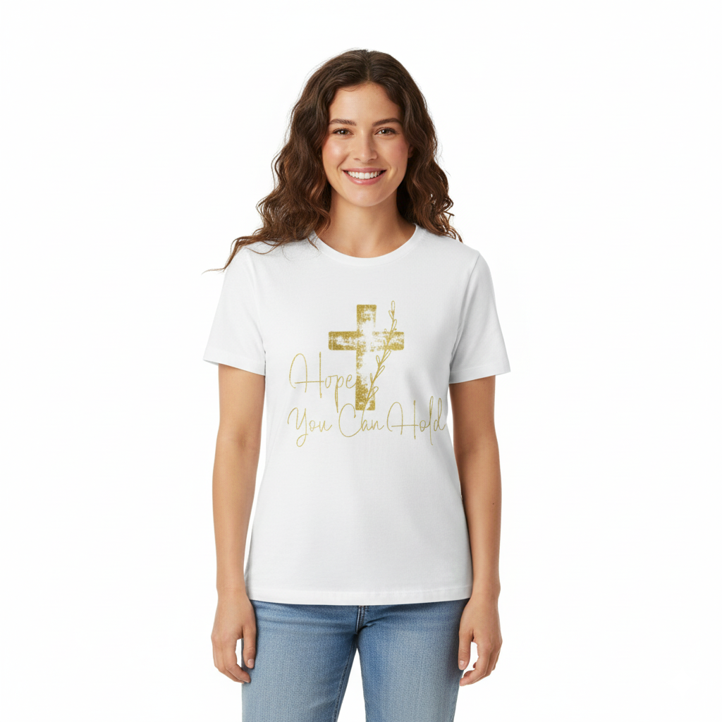 Christian T-Shirt - 'Hope You Can Hold' Gold Cross Tee