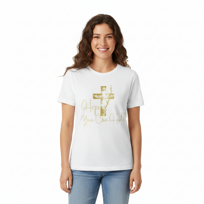 Christian T-Shirt - 'Hope You Can Hold' Gold Cross Tee