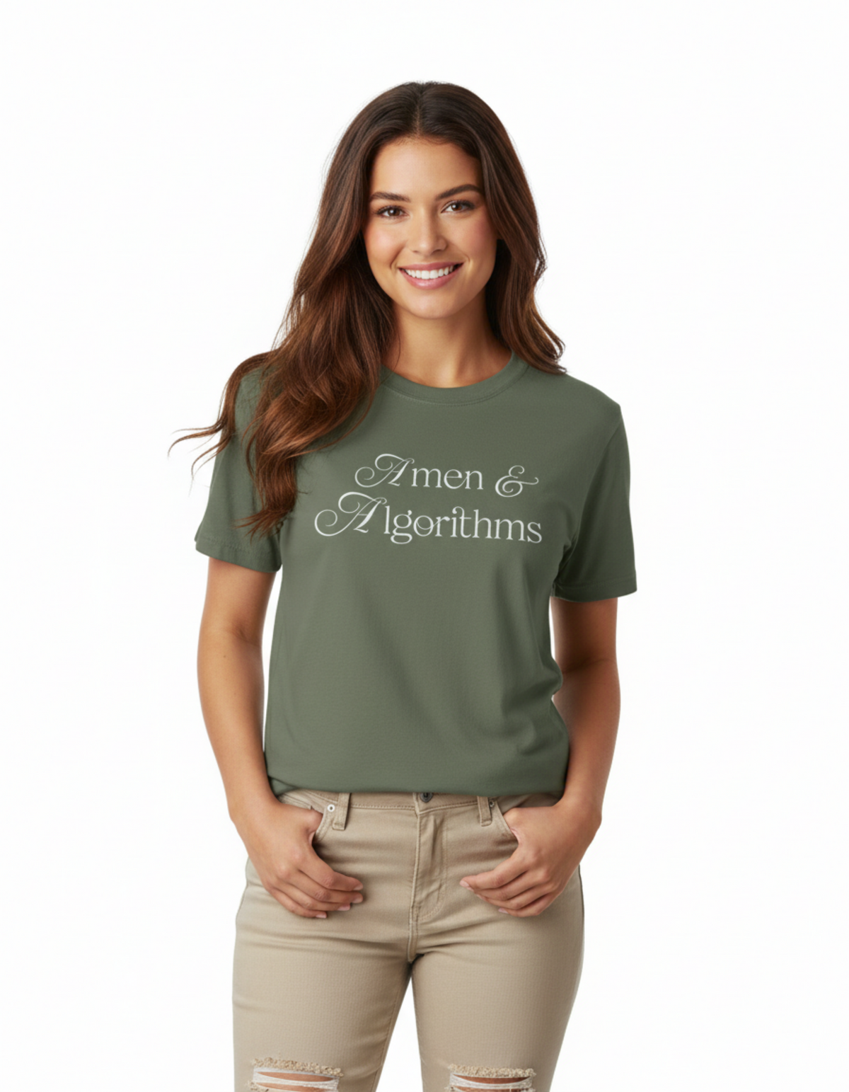 T-Shirt — 'Amen & Algorithms' / 'Blessed with Intelligence' Vintage Garment-Dyed Tee