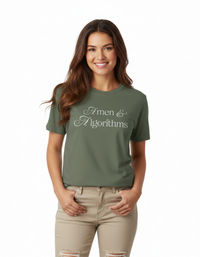 T-Shirt — 'Amen & Algorithms' / 'Blessed with Intelligence' Vintage Garment-Dyed Tee