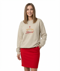Unisex Christian Crewneck Sweatshirt — "Blessed" Faith Cross Graphic