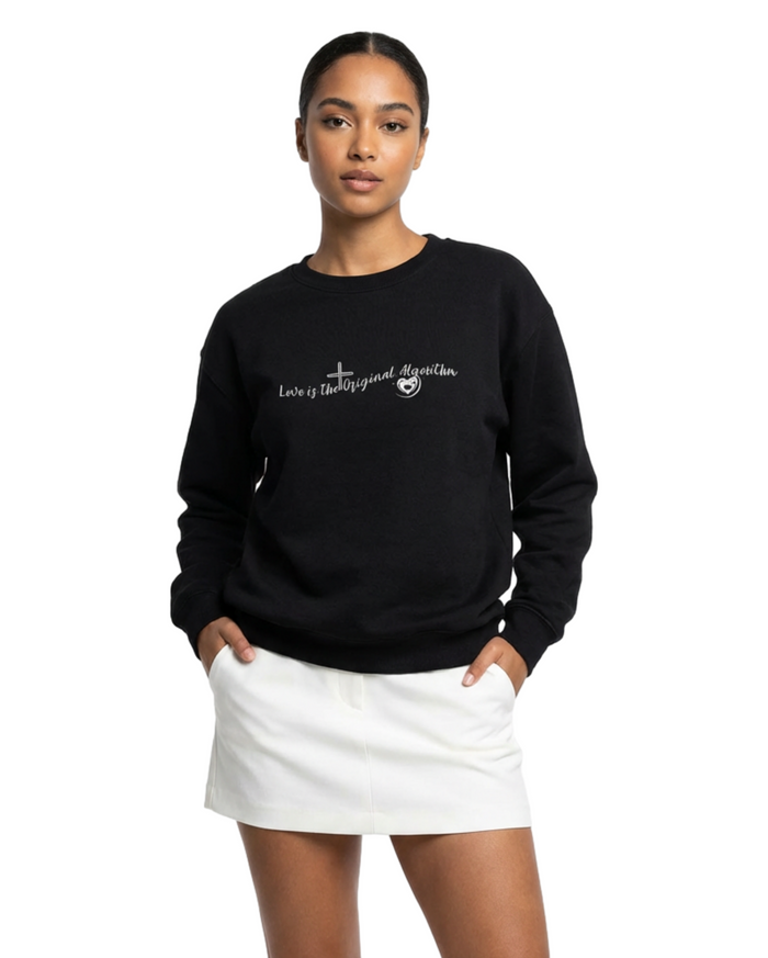 AI Love Crewneck Sweatshirt – "Love is the Original Algorithm" Inspirational Tech Quote