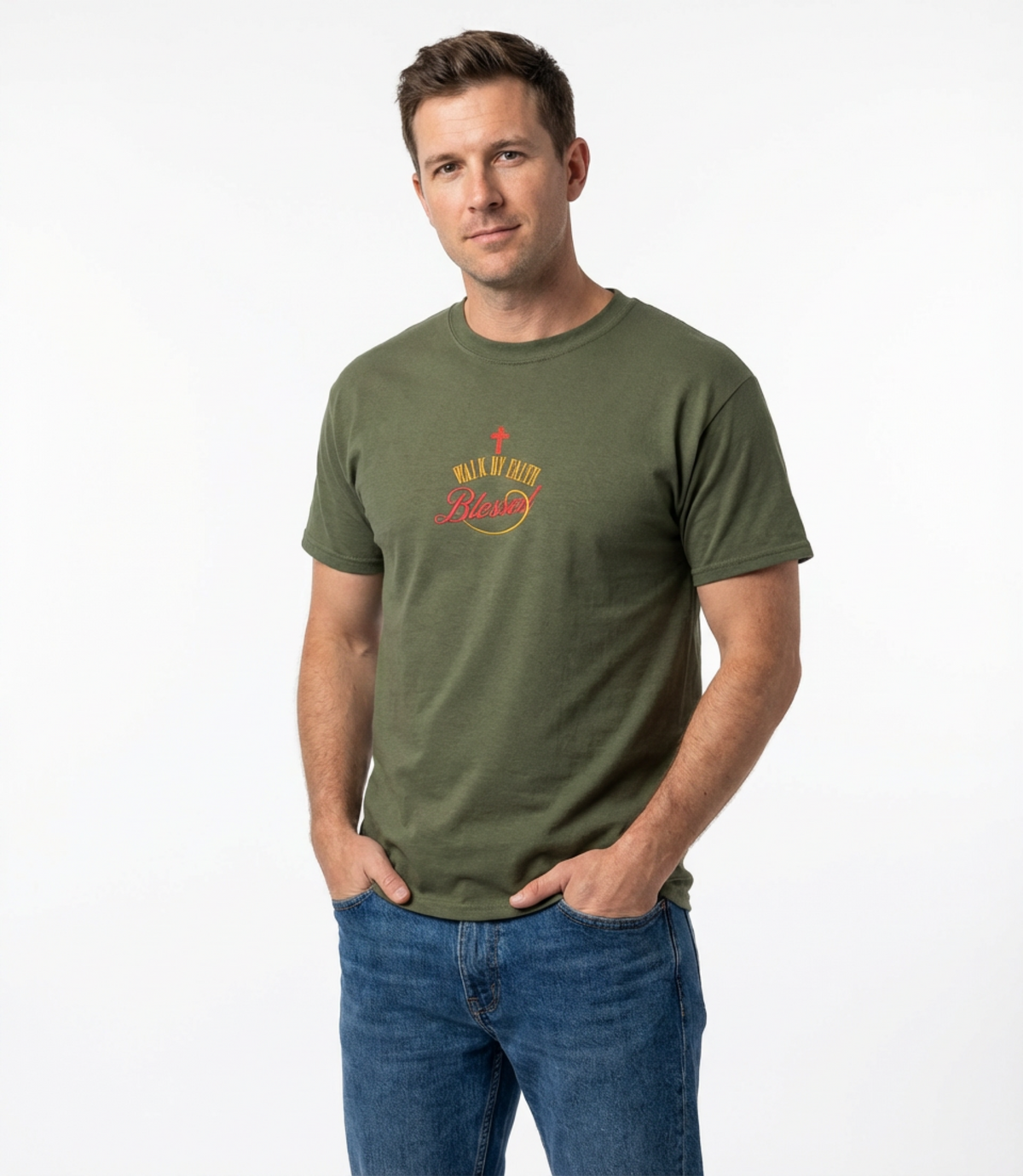 Unisex Blessed Faith T-Shirt — Christian Cross Religious Tee ("Blessed" design)