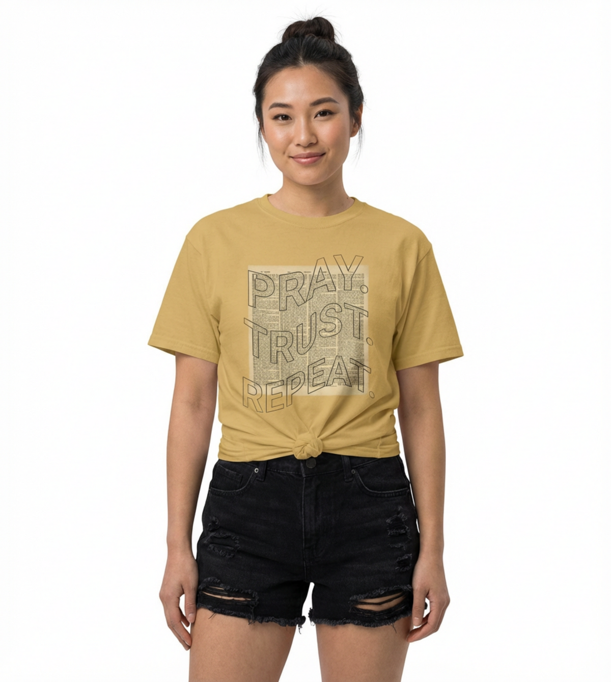Pray Trust Repeat T-Shirt — Faith-Inspired Graphic Tee