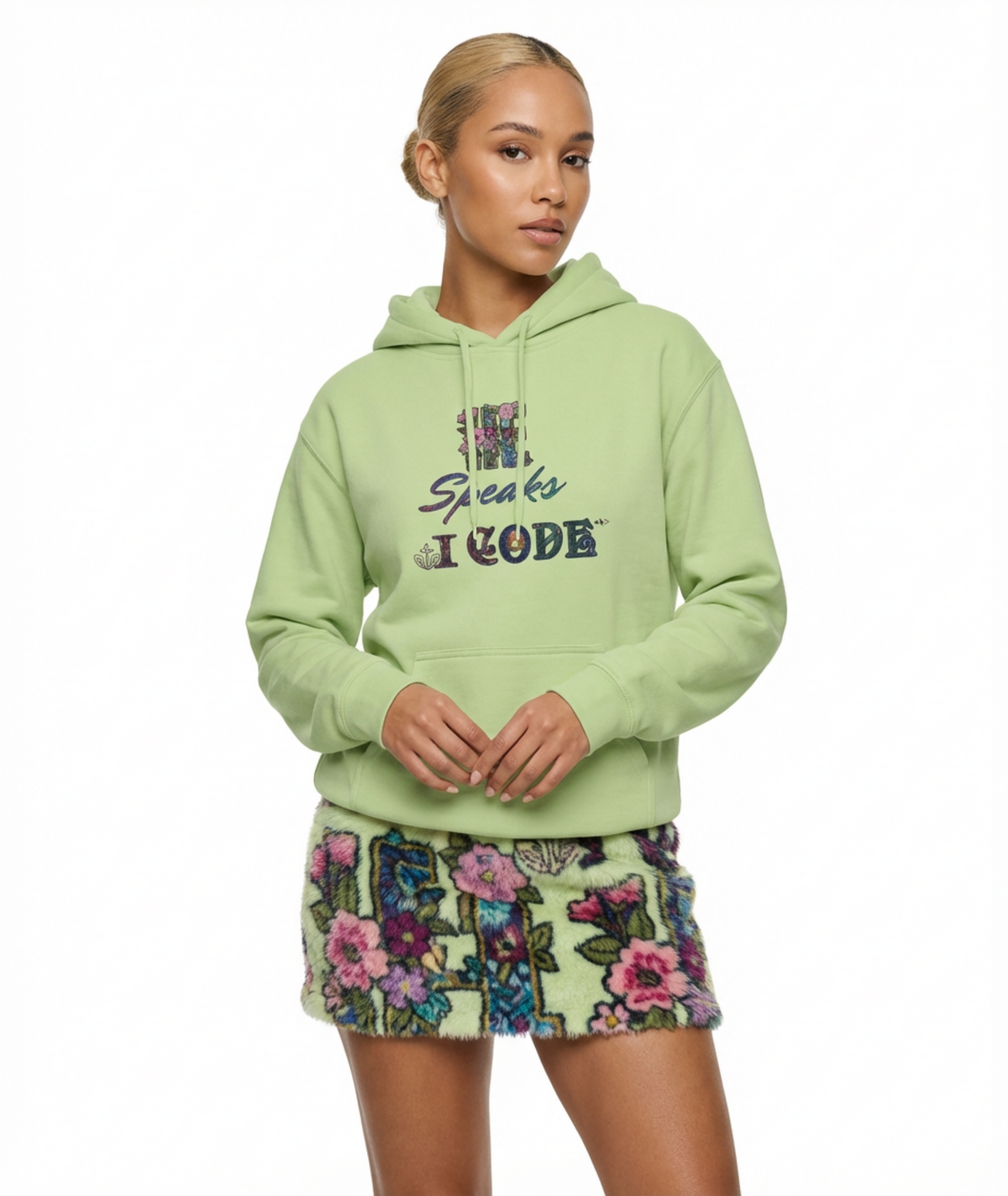 He Speaks I Code Hoodie - Floral Programmer Sweatshirt