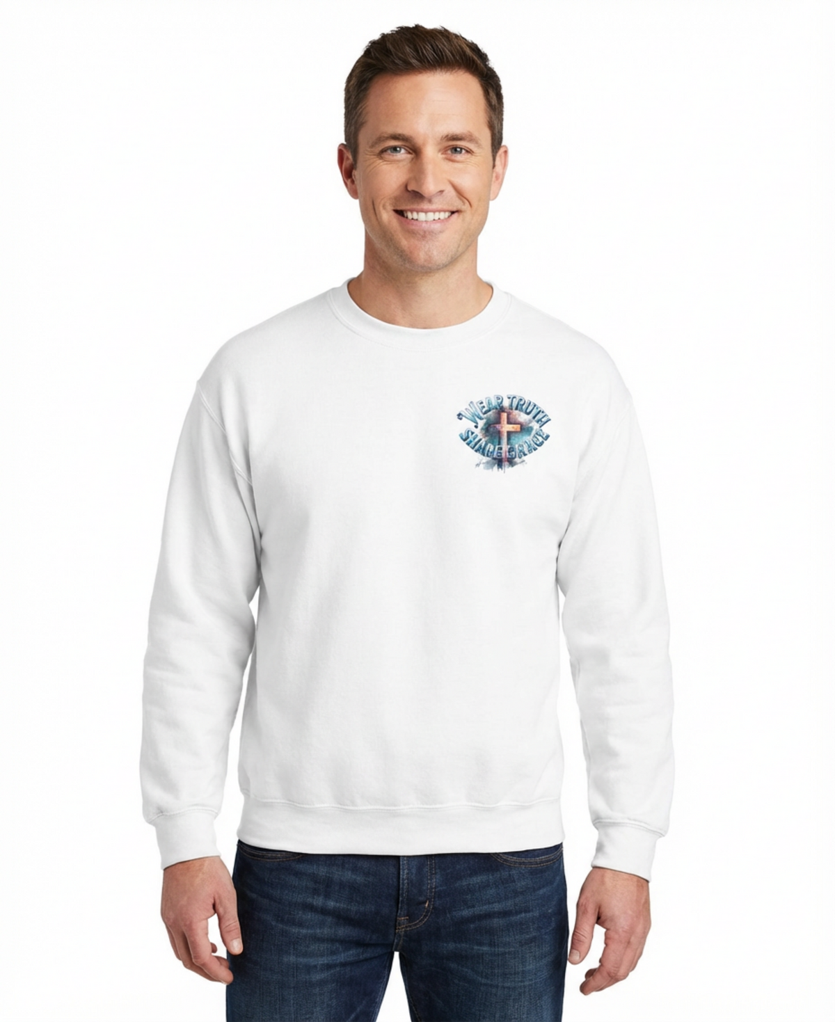 Wear Truth Share Grace Sweatshirt — Christian Cross 'Blessed' Pullover