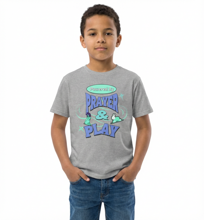 Kids Tee — "Prayer & Play" Cute Blessed Christian Youth T-Shirt