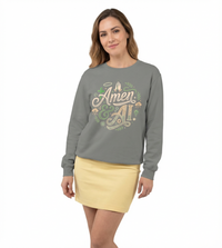 Amen & AI Sweatshirt — Faith-Inspired Crewneck with ‘Divine Data, Holy Purpose" Back Design