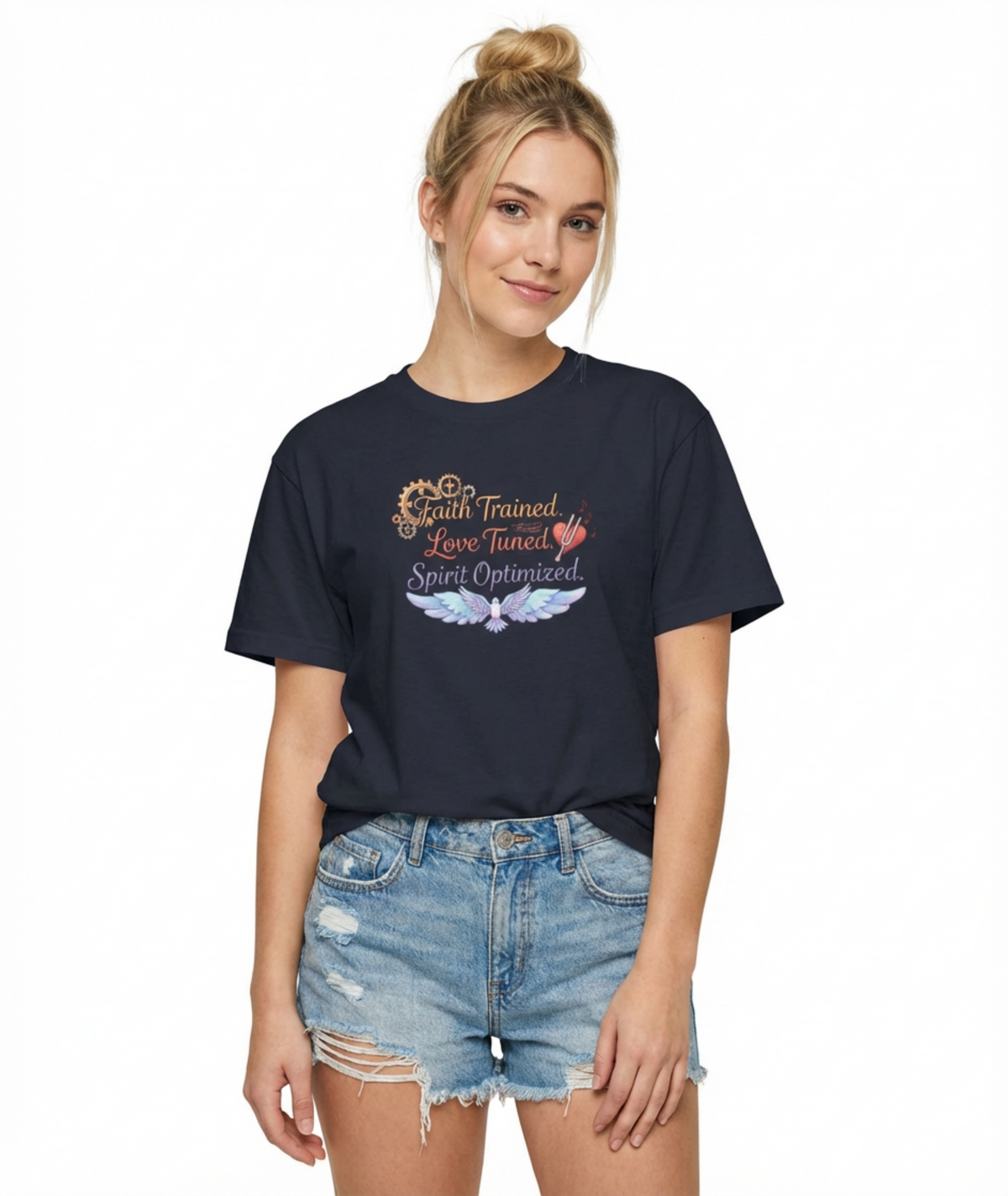 Classic Tee — Faith Trained, Love Tuned, Spirit Optimized Inspirational Graphic Shirt