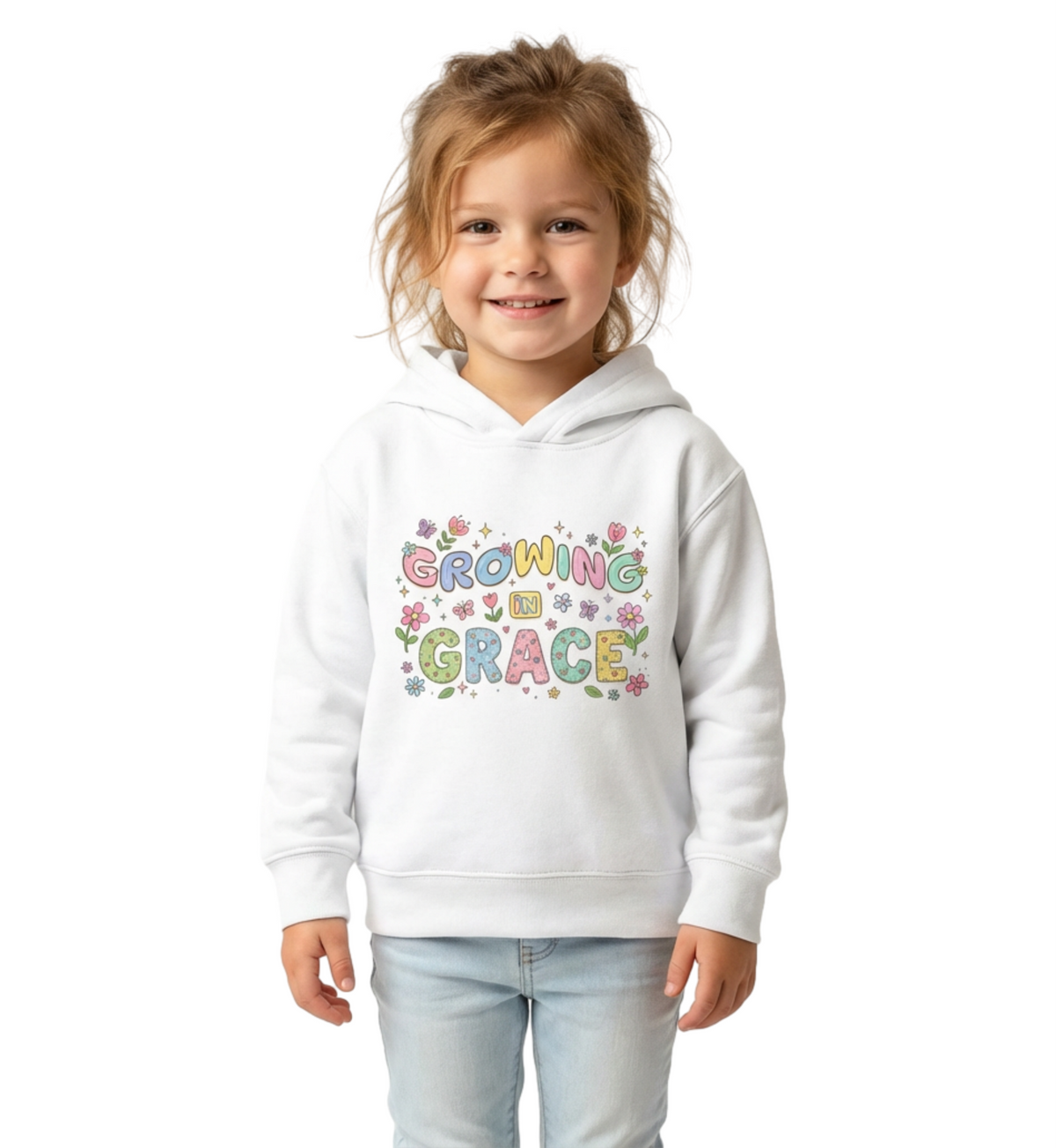 Toddler Hoodie - "Growing in Grace" Floral Pullover