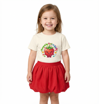 Toddler Tee — Cute Kawaii Strawberry "Powered by Faith & Giggles" Kids Shirt