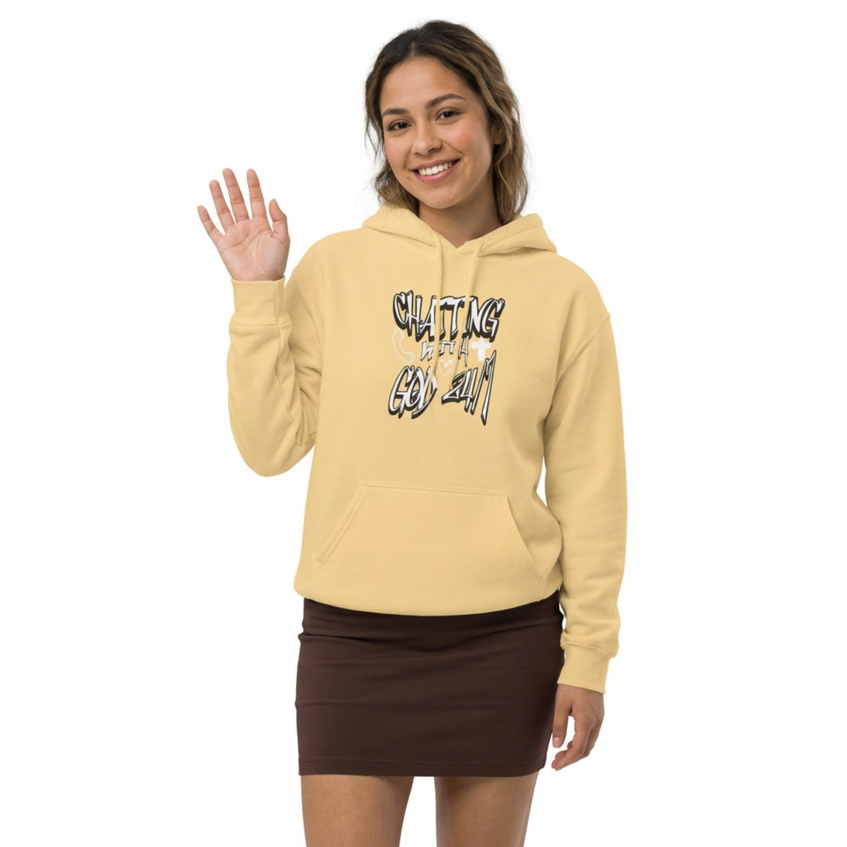 Chatting with God 24/7 Hoodie — Spiritual Prayer Graphic