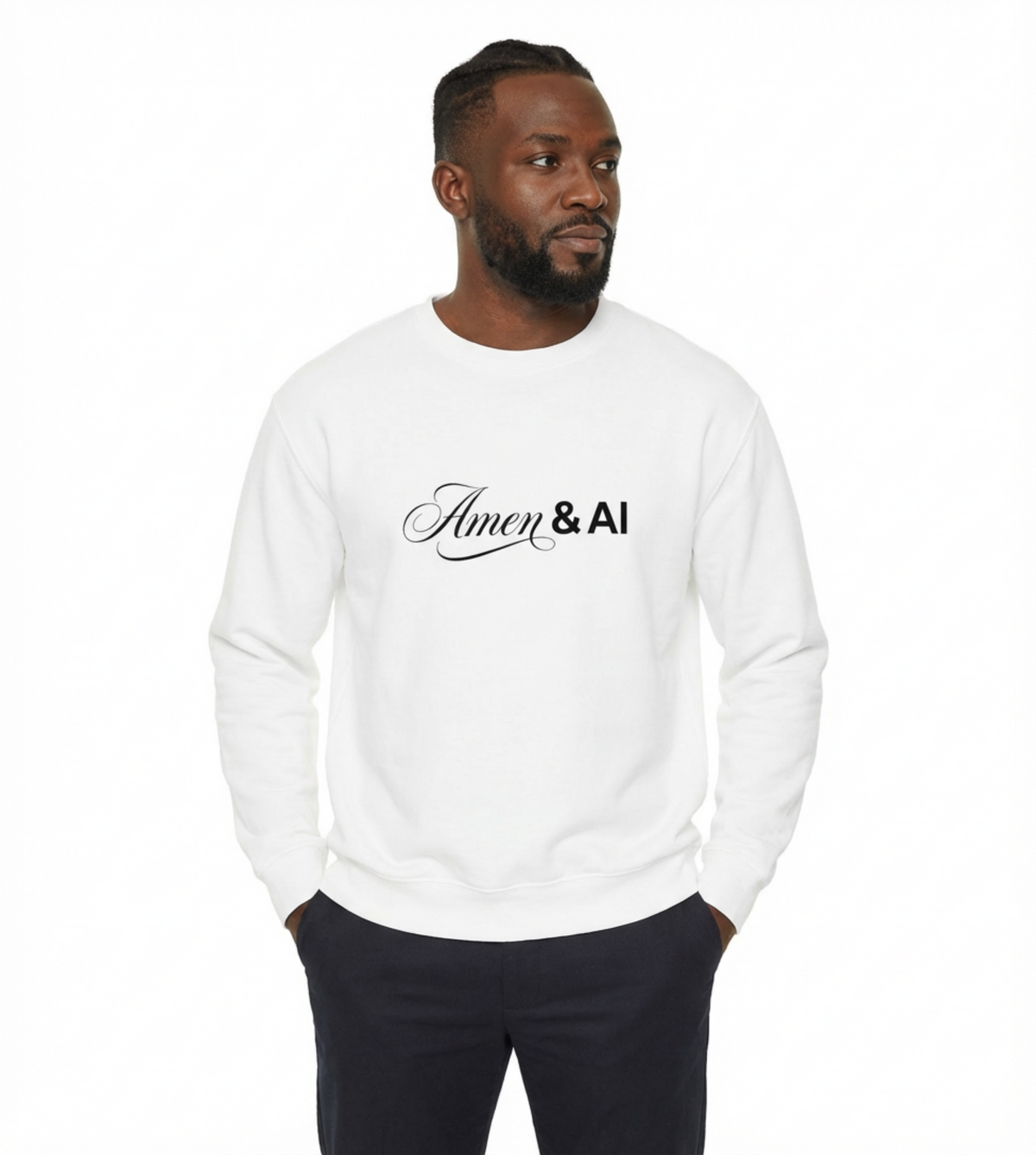 Amen & AI Sweatshirt — Faith-Inspired Typography Crewneck