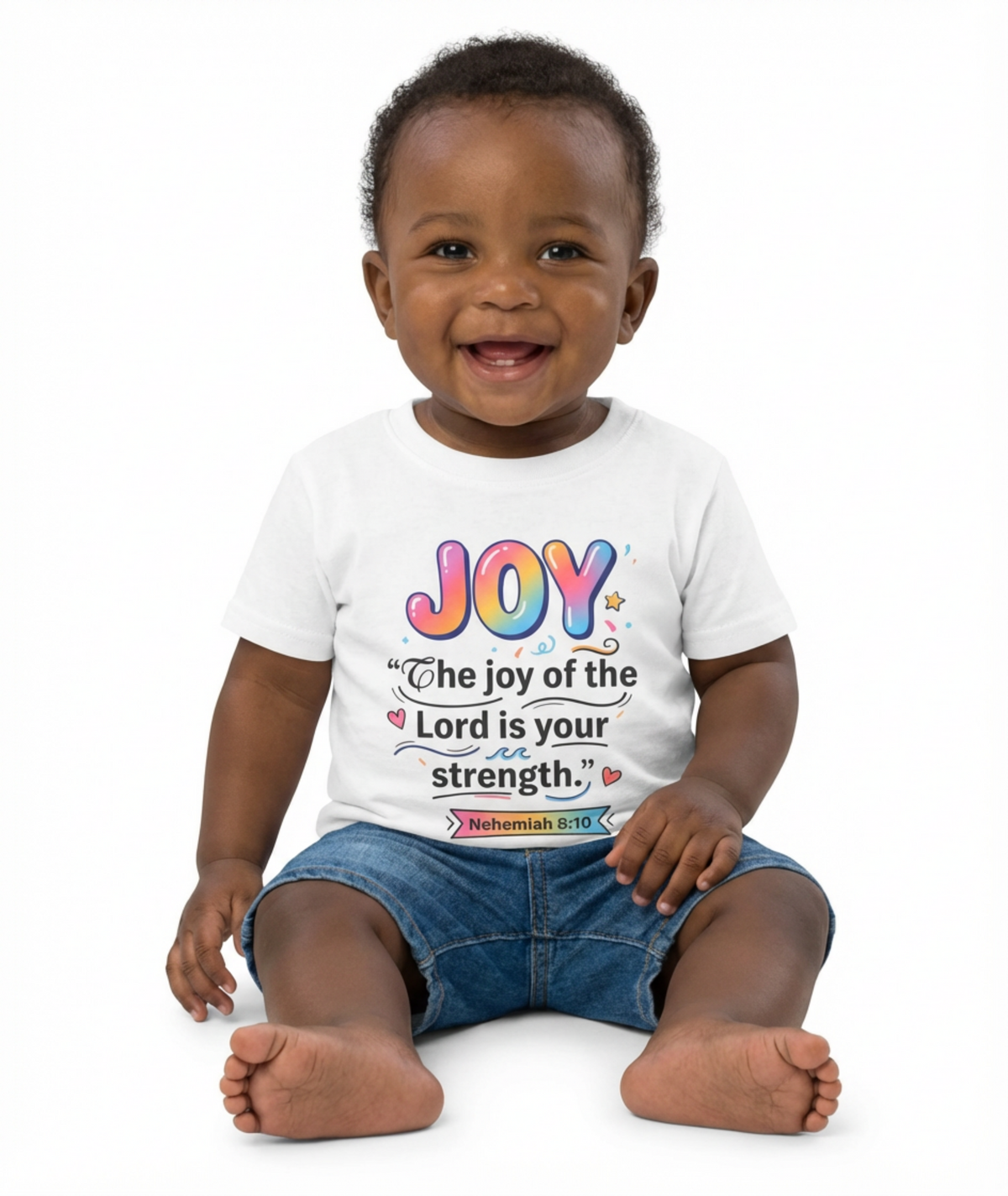 Infant Tee — "JOY: The joy of the Lord is your strength" (Nehemiah 8:10)