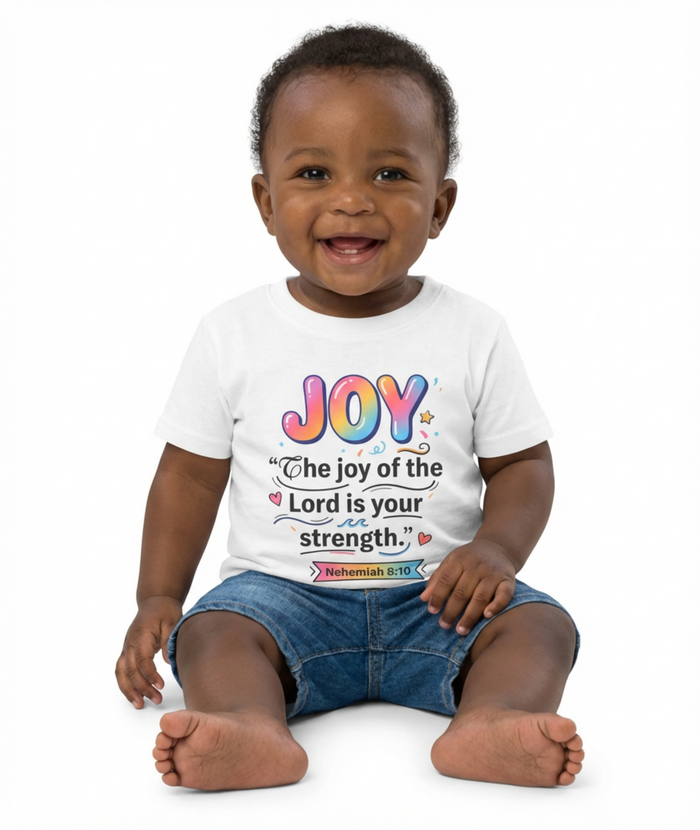 Infant Tee — "JOY: The joy of the Lord is your strength" (Nehemiah 8:10)